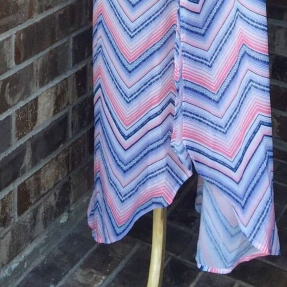 REWIND WOMEN'S SIZE XS DRESS CORAL, WHITE, & BLUE CHEVRON MAXI BEACH PARTY NWT - Picture 6 of 8